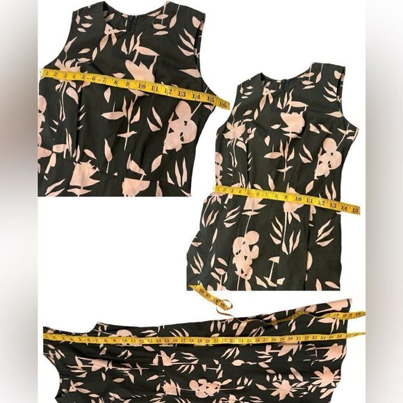 🔥 Marni Flounce Hem Floral Leaf Print Olive Green Dress Size 36 US size 0 - Picture 11 of 13